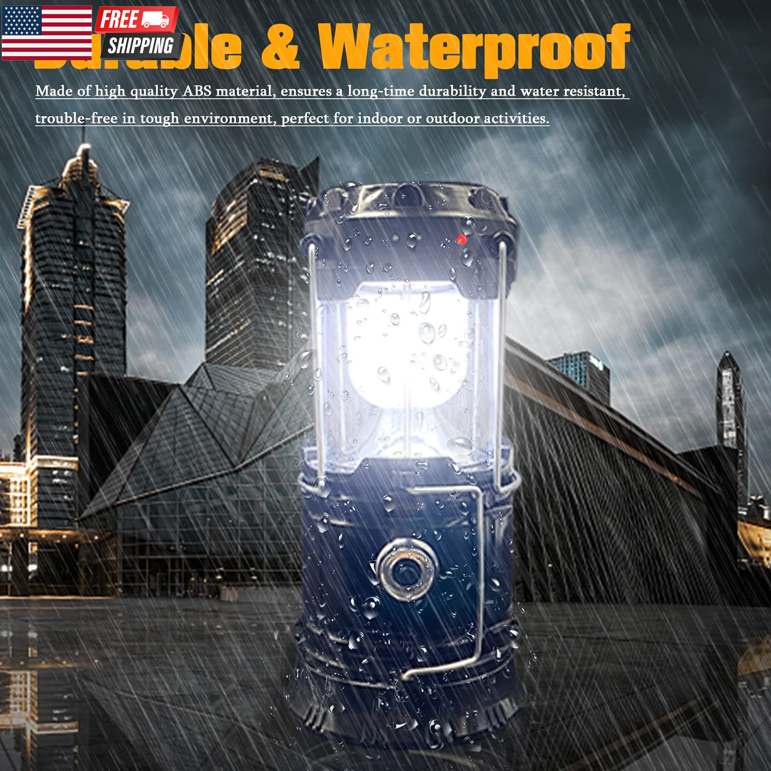 Collapsible Portable LED Camping Lantern Lightweight Waterproof Solar USB Recha