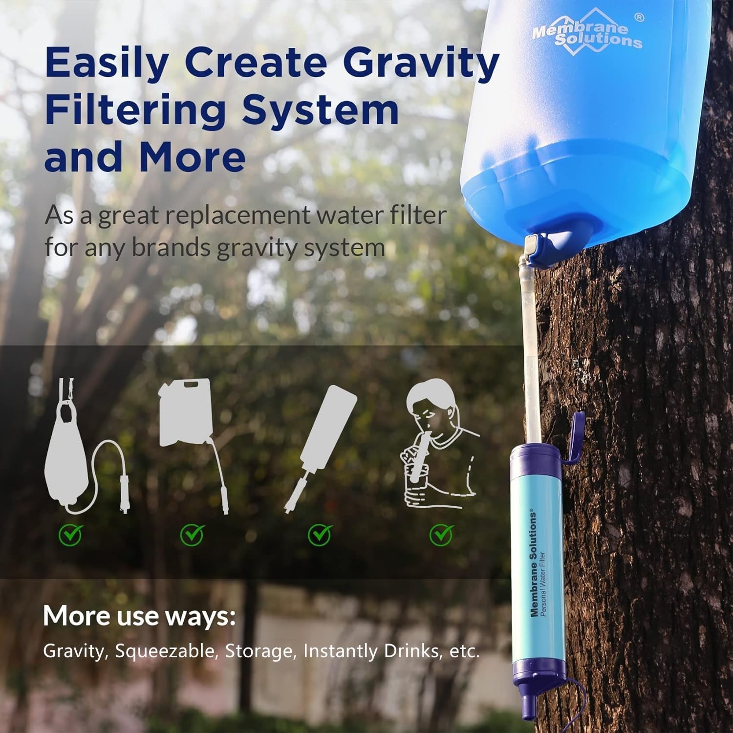 Personal Water Filter Straw Purifier 4-Stage,for Hiking Emergency Survival,3PACK