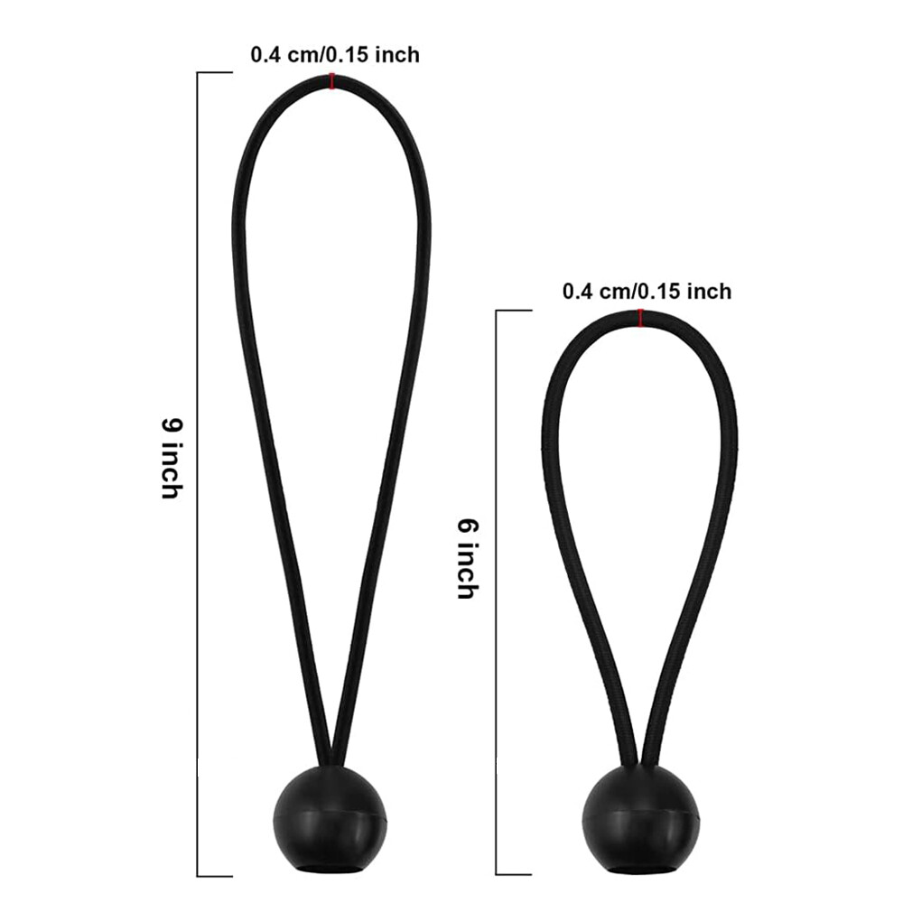 25-100 Pcs 6″ 9″ Black Ball Bungee Bungie Cord Canopy Tarp Tie Downs Straps US