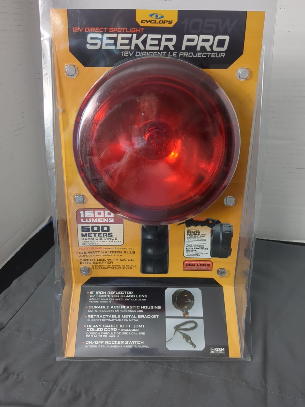 Cyclops Seeker Pro Red/White Halogen 1500 Lumens Black ABS Polymer CYCS150012V