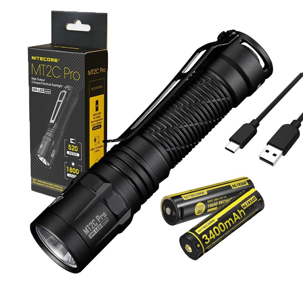 Nitecore MT2C Pro High Output Compact Flashlight 1800 Lmn w/ EXTRA NL1834R Batte