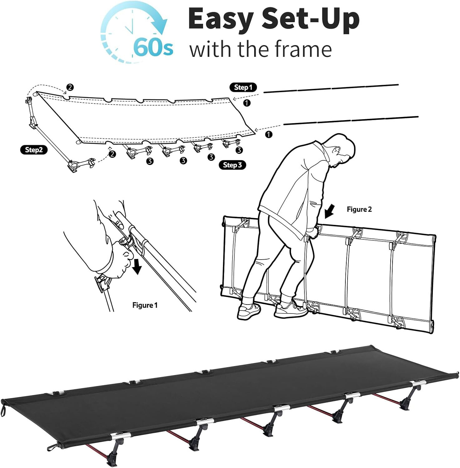 Lightweight Camping Cot, Heavy-Duty Comfortable Military Army Cot & Bag,Hiking
