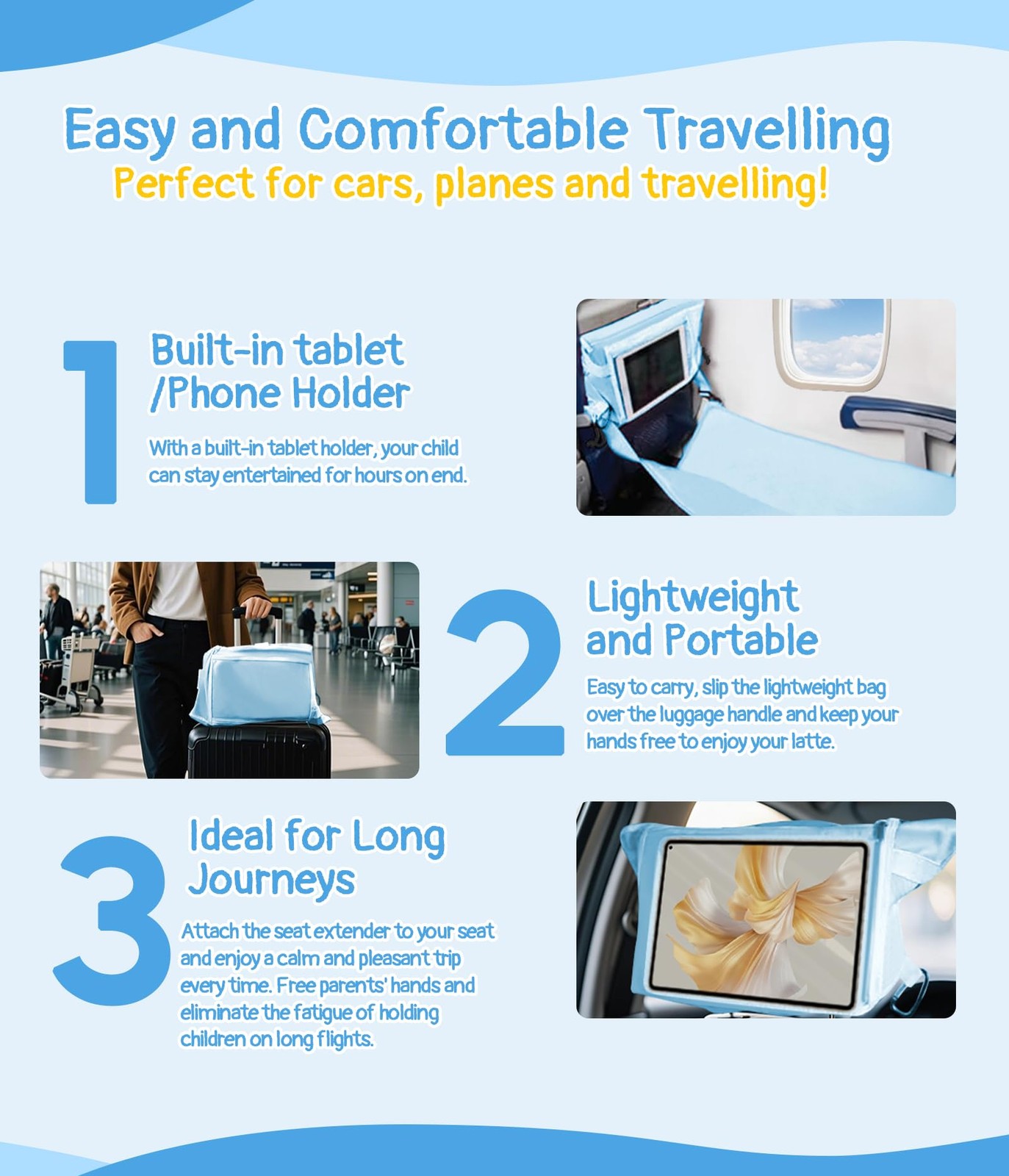 Toddler Airplane Bed, Toddler Travel Bed Airplane Seat Extender for Kids, Pla…
