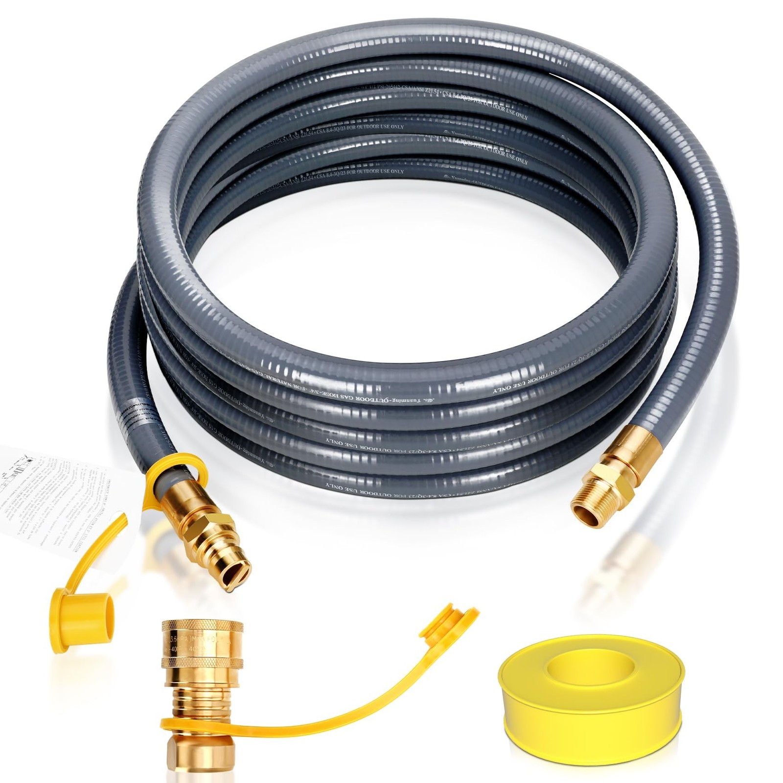 24FT 30FT 50FT 3/4″ ID Natural Gas Hose, 3/4″ ID Natural Gas Hose with Quick …