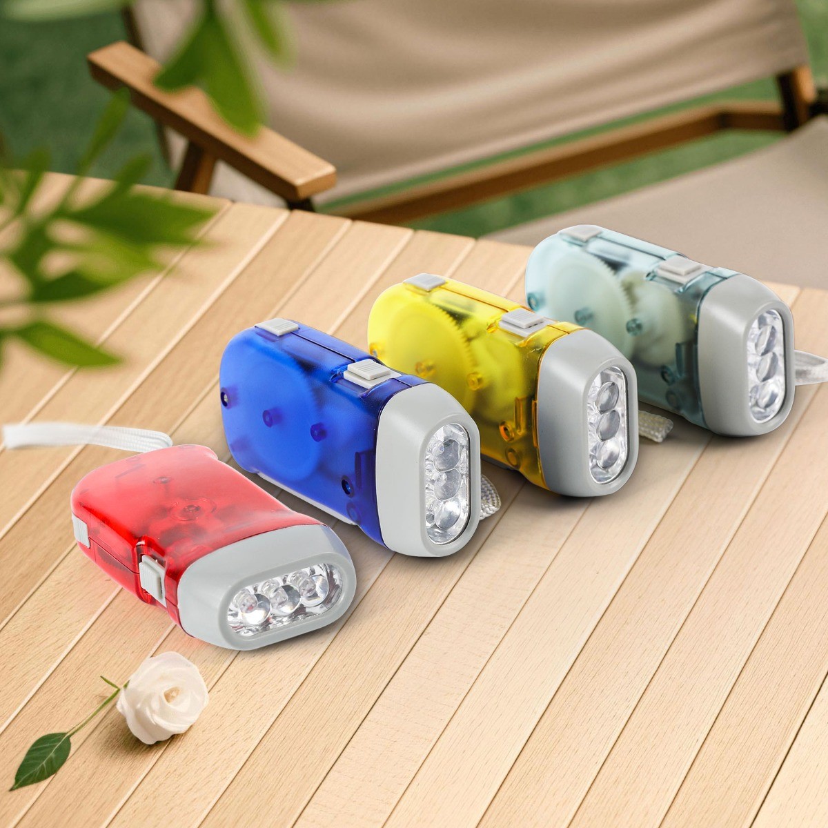 4X Portable LED Dynamo Hand Pressing Crank Flashlight Manual Camping Torch Light