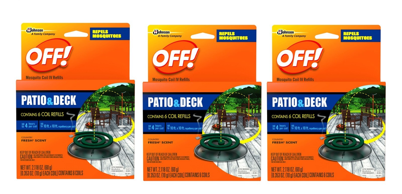 3 ~OFF! Patio & Deck Mosquito Coil IV Country Fresh Scent 6 Coil Refills