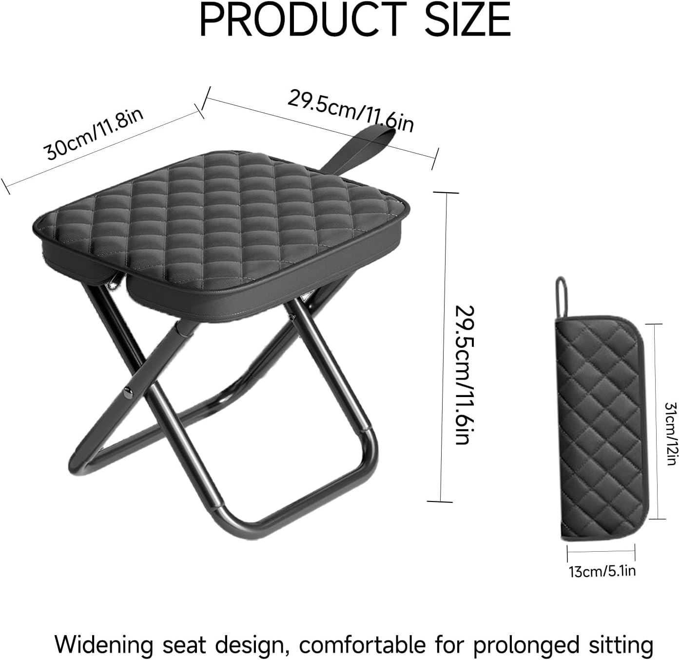 Foldable 11.8″ Pocket Chair Lightweight Travel Stool Portable Camping Hike Chair