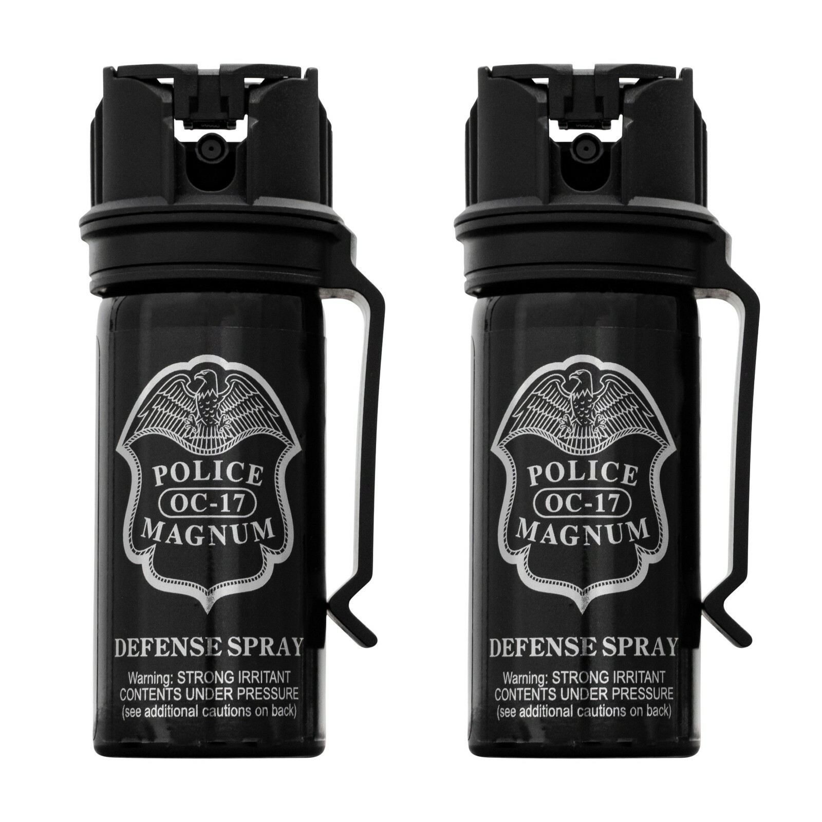 2 POLICE MAGNUM Pepper Spray 2oz Stream Flip Top Belt Clip Self Defense Security