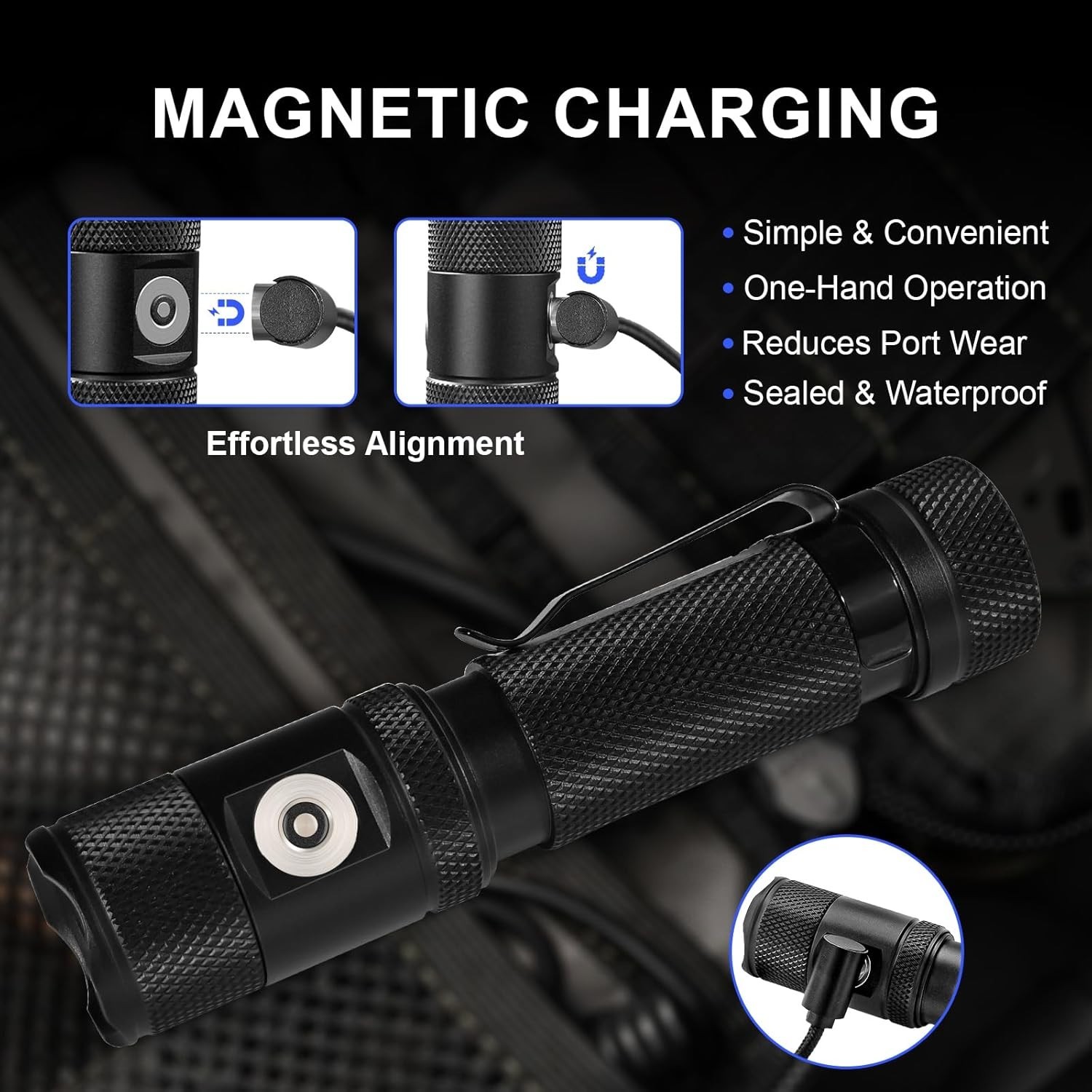 PowerTac M6 GEN3 Tradesman 2,030 Lumen Magnetic Tail Cap EDC Rechargeable Light