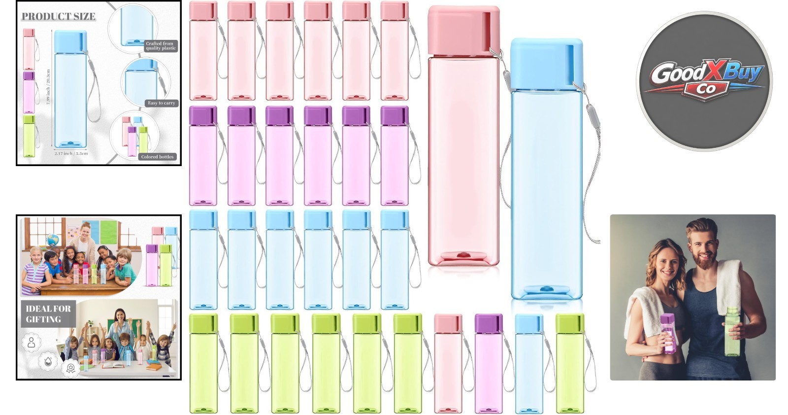Bulk 30 Multicolor 17 oz Water Bottles – Perfect for School, Events & Fitness