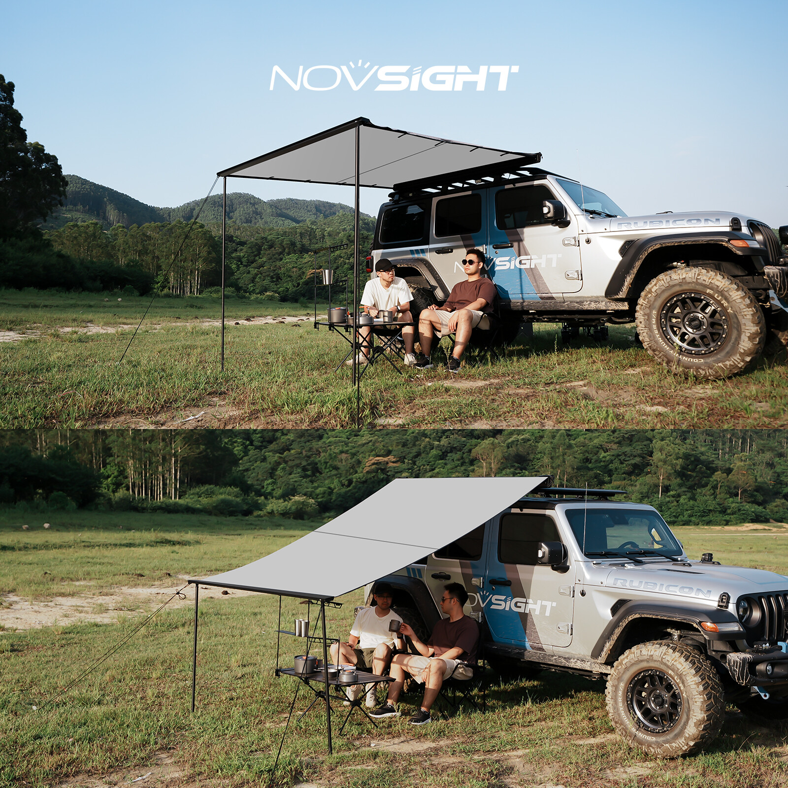 5.2X8.2′ NOVSIGHT Car Side Awning SUV Rooftop Tent Sunshade for Outdoor Camping