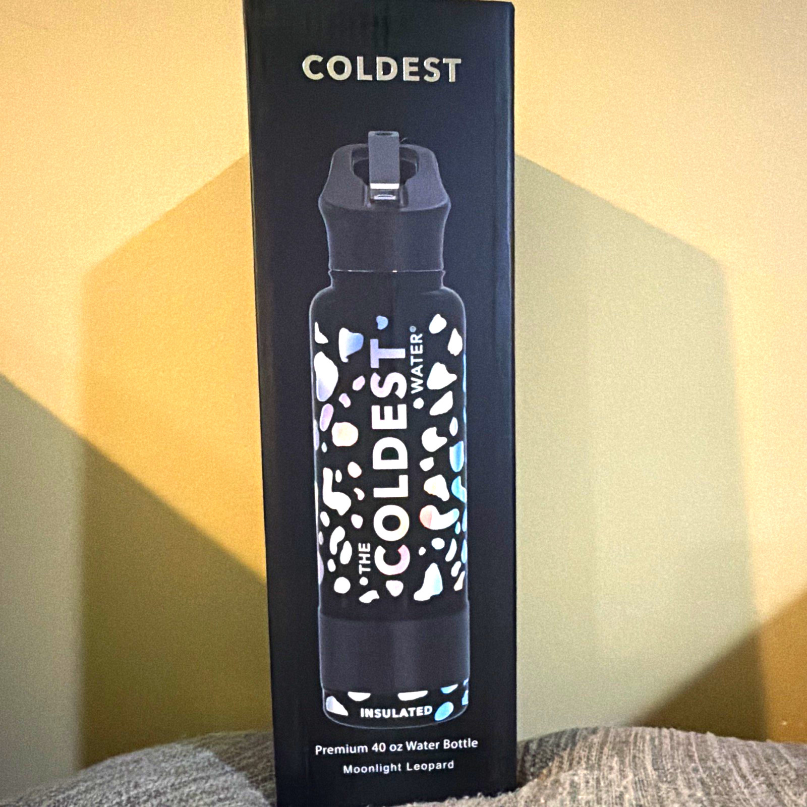 BNIB-Coldest Premium 40 oz Insulated Water Bottle, Flip Lock, Moonlight Leopard