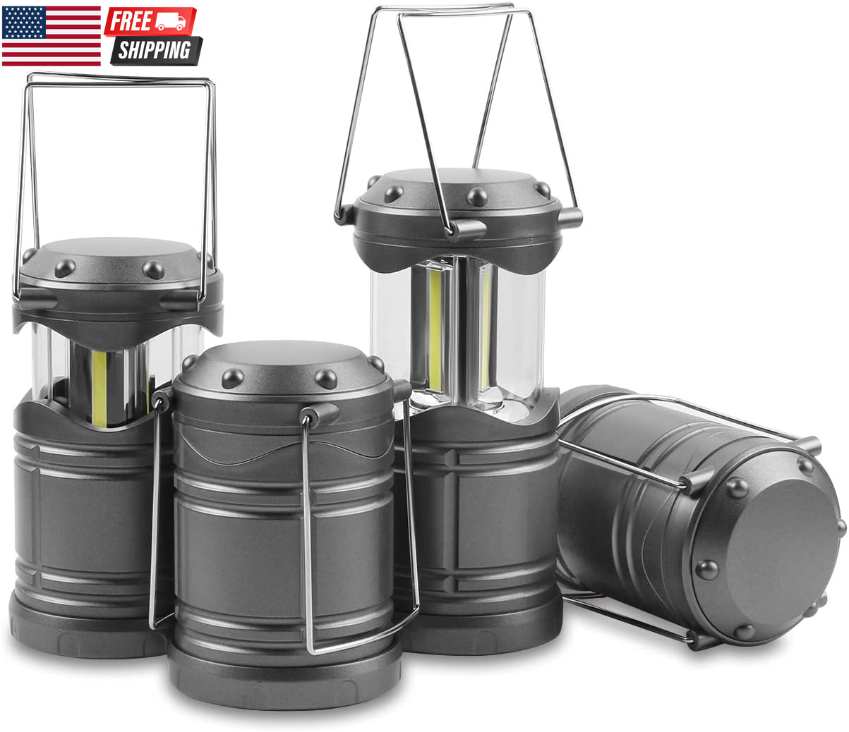 LED Camping Lantern, 4 Pack Battery Powered Flashlight for Power Outages, Portab