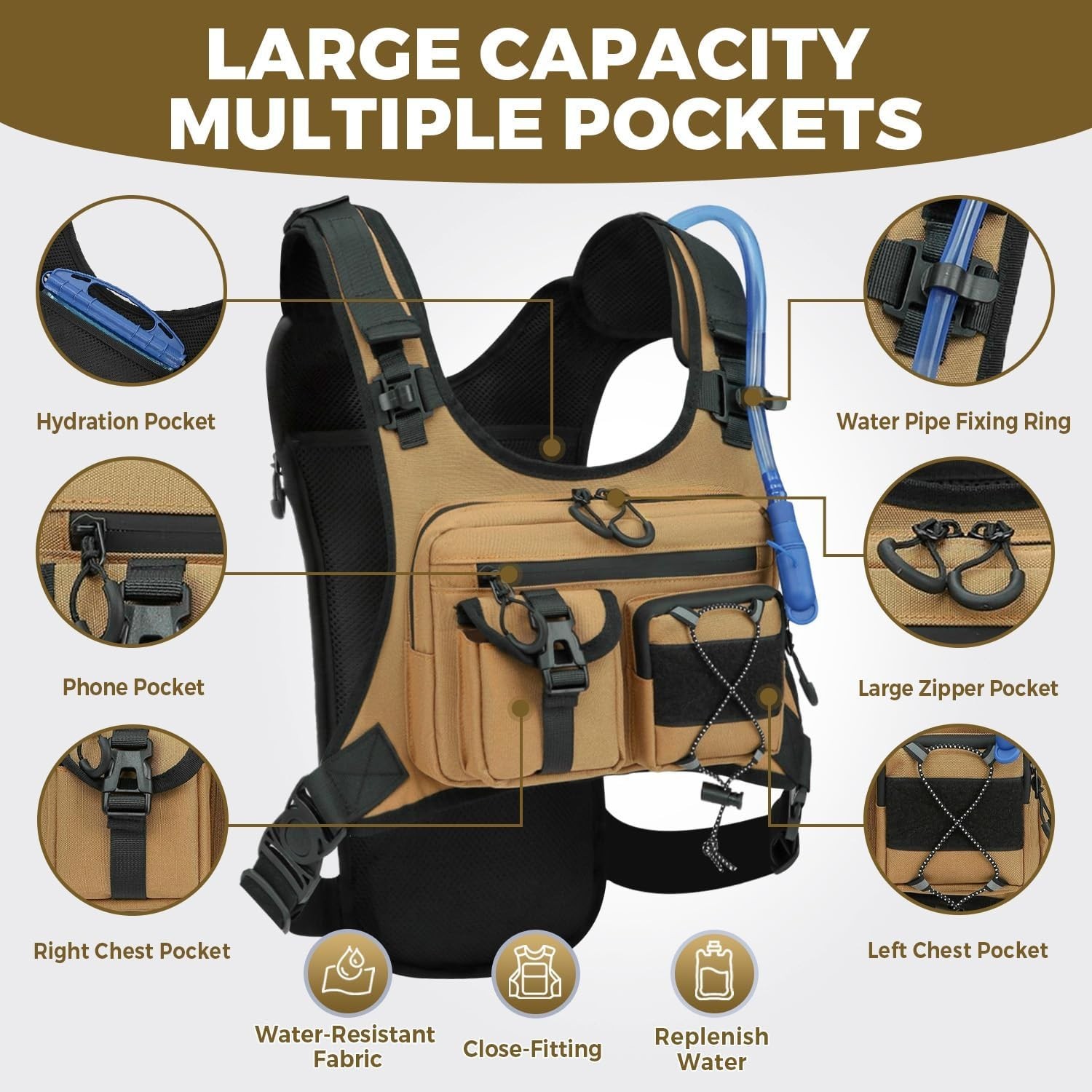 USA Original Patent Running Hydration Vest Backpack, Lightweight Chest Pack with