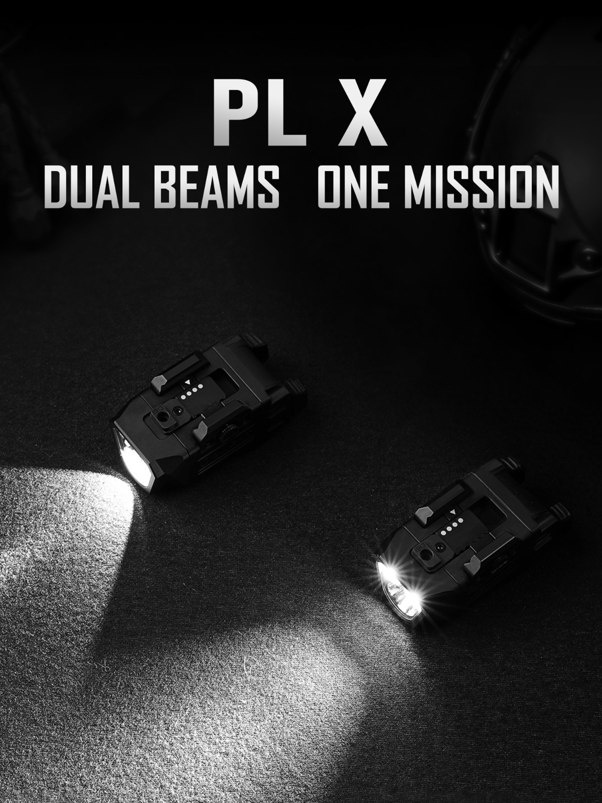 Olight PL X Tactical Light, Matte Black, 1200L, Dual Beams, Floodlight/Spotlight
