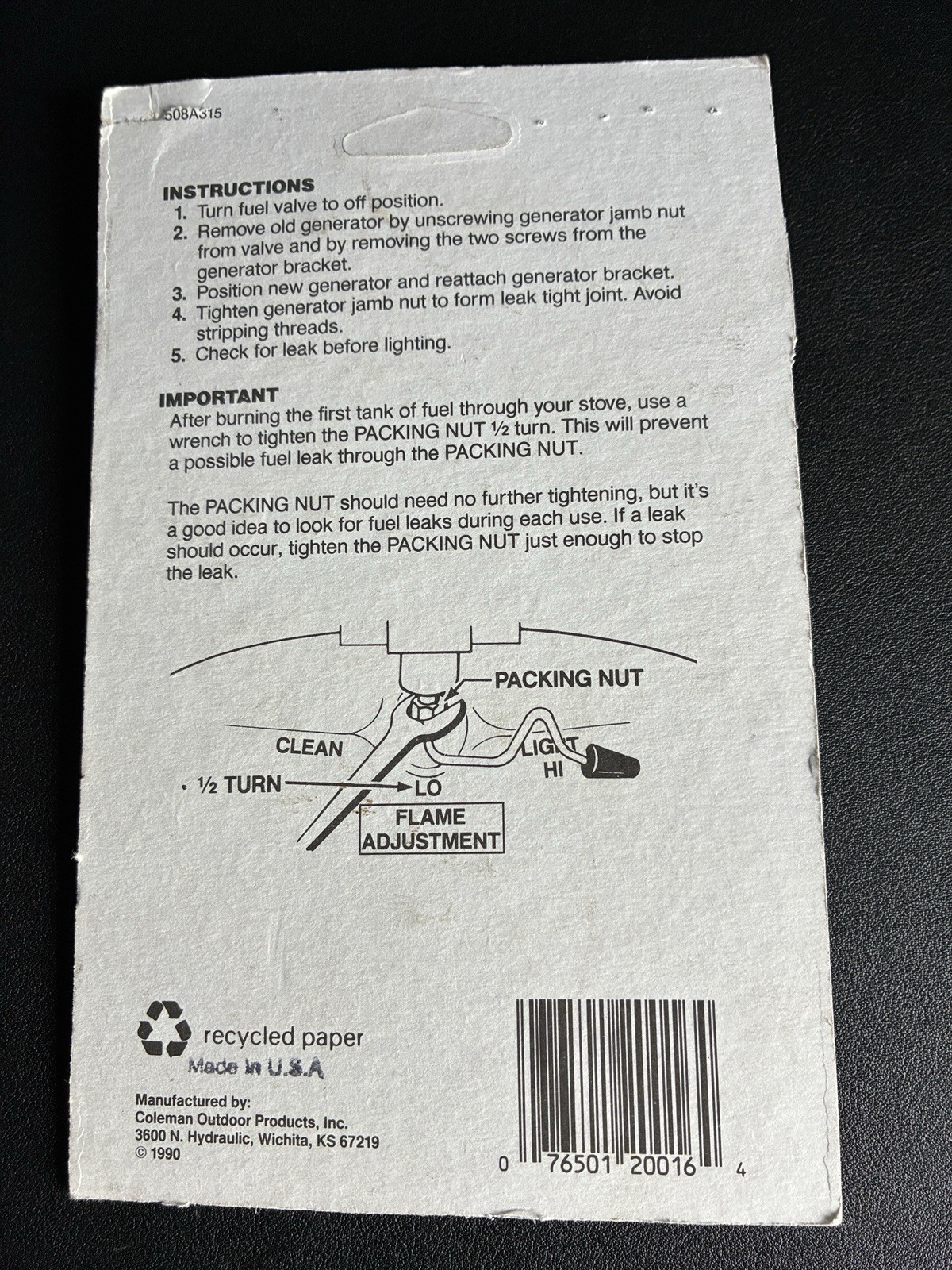 NEW Coleman Generator & Regulator Assembly 508-5891 for 508-700 & 400A701 Stoves