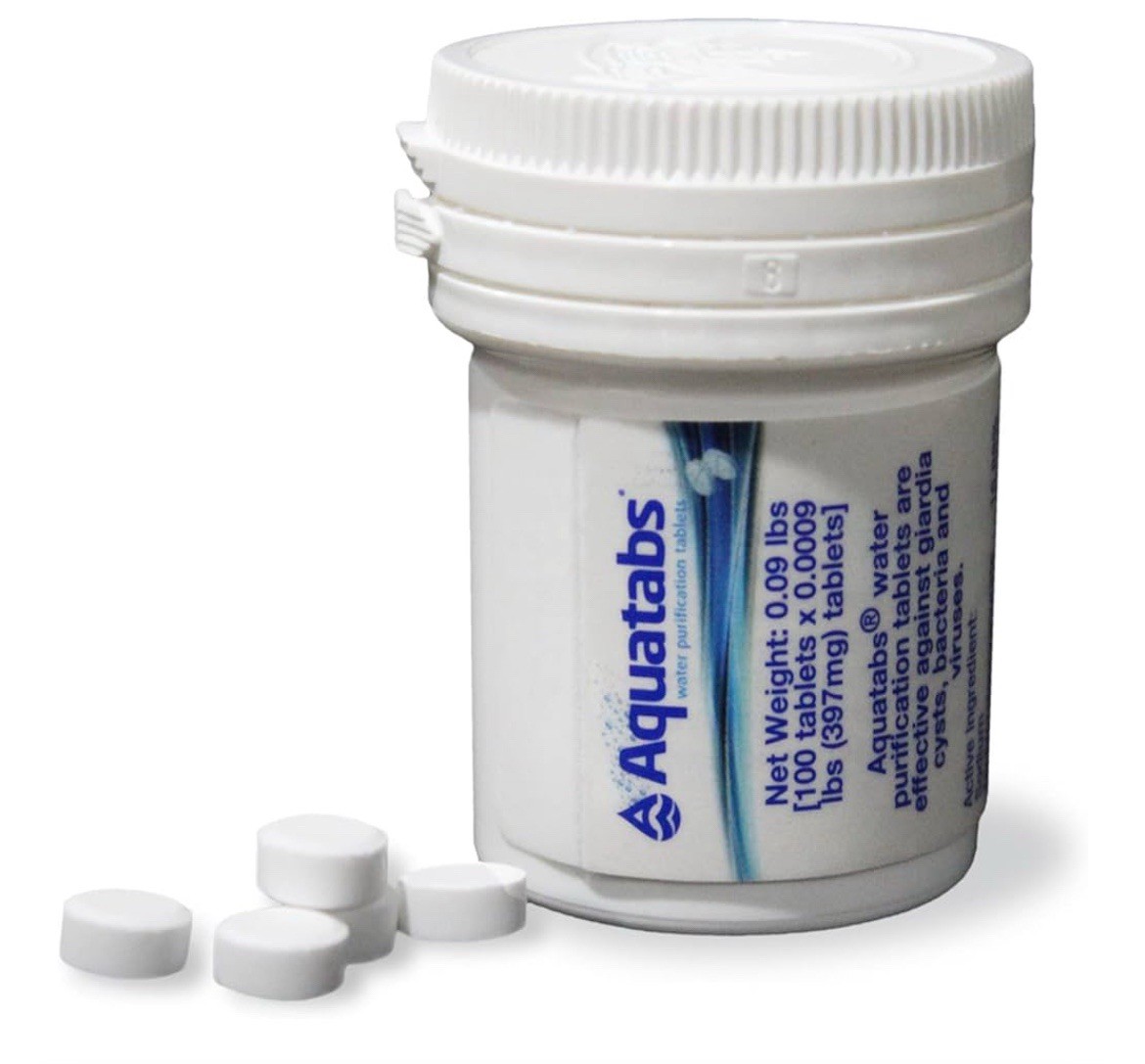 Aquatabs 397mg Water Purification Tablets (100 Pack). Survival Camping Overland