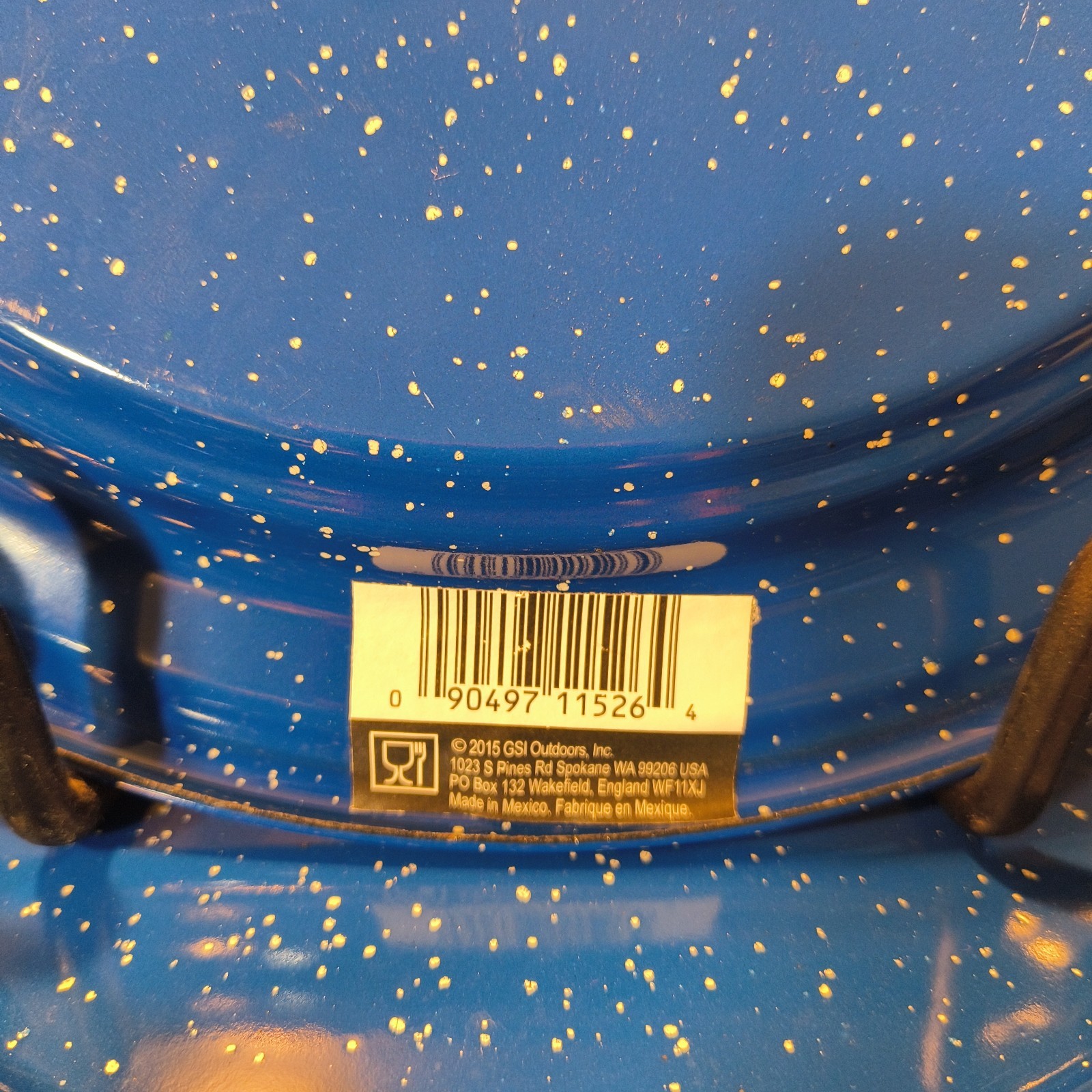 GSI Outdoors-Set of 4-Enamelware Steel Coated Dinner Plate 10″ Blue Speck NWT