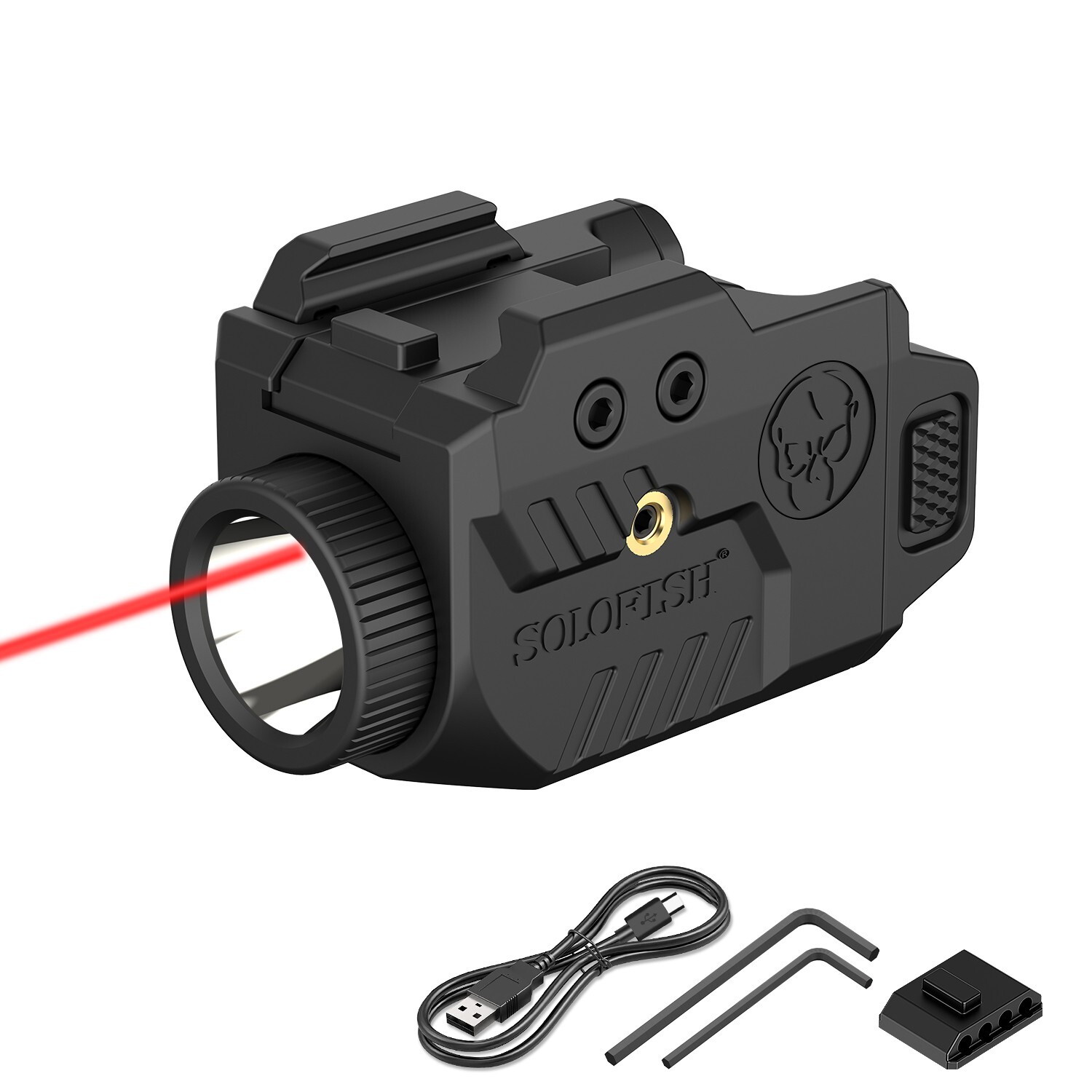 Solofish 600 Lumens Flashlight & Red Laser Sight for Pistol Hand Gun Picatinny