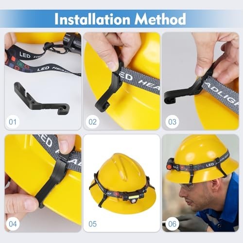 Hard Hat Light Clips 16-Pack Anti-Slip Headlamp Holder for Full Brim Hard Hat