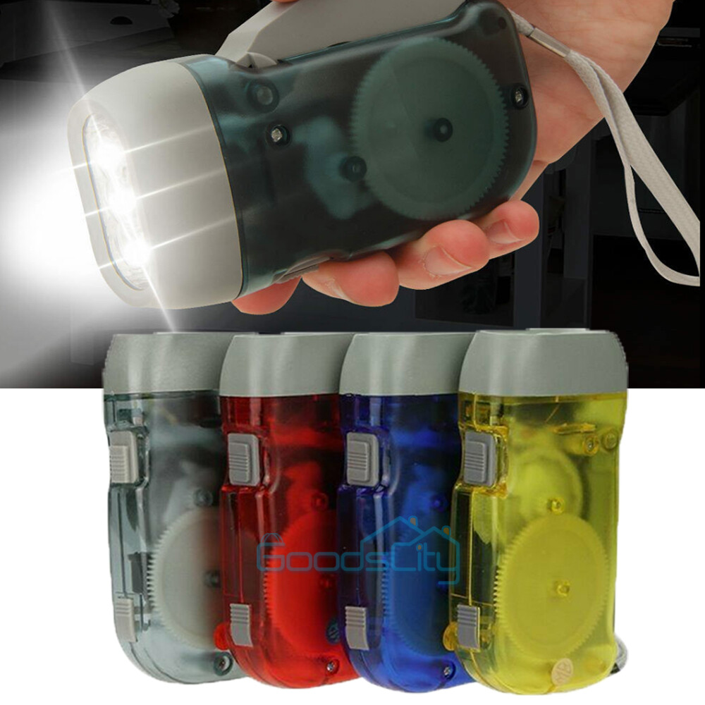 4X LED Hand Press Crank Flashlight Squeeze Powered Immediate Light for Emergency