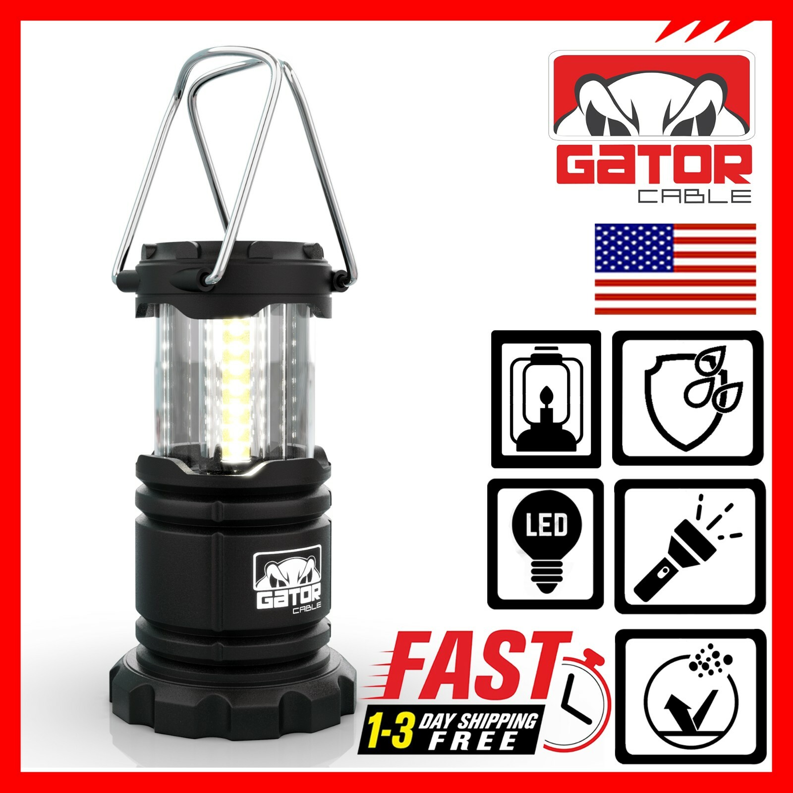 2-Pack Camping LED Bright Emergency Lantern Light Lamp Portable Battery Powered
