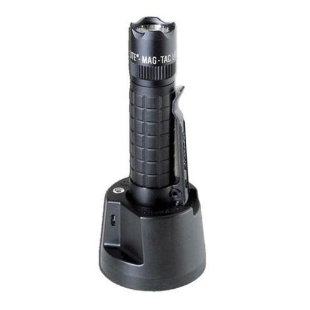 MAG TAC LED Rechargeable Tactical Flashlight with USB Charging Base and Clip