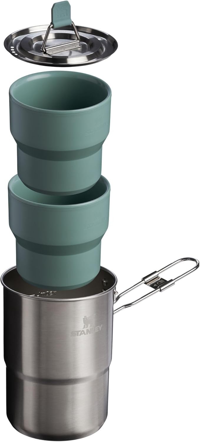 Wildfare Go 4-Piece Stainless Steel Two Cup Cook Set | 32 Oz Pot and Lid with Fo