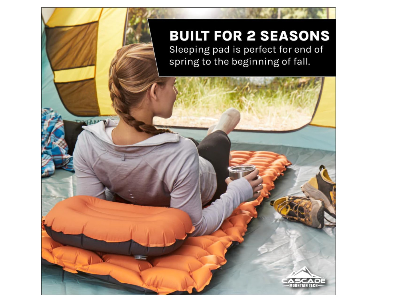 Mountain Tech Camping Sleeping Pad with Inflatable Pillow, Honeycomb Design