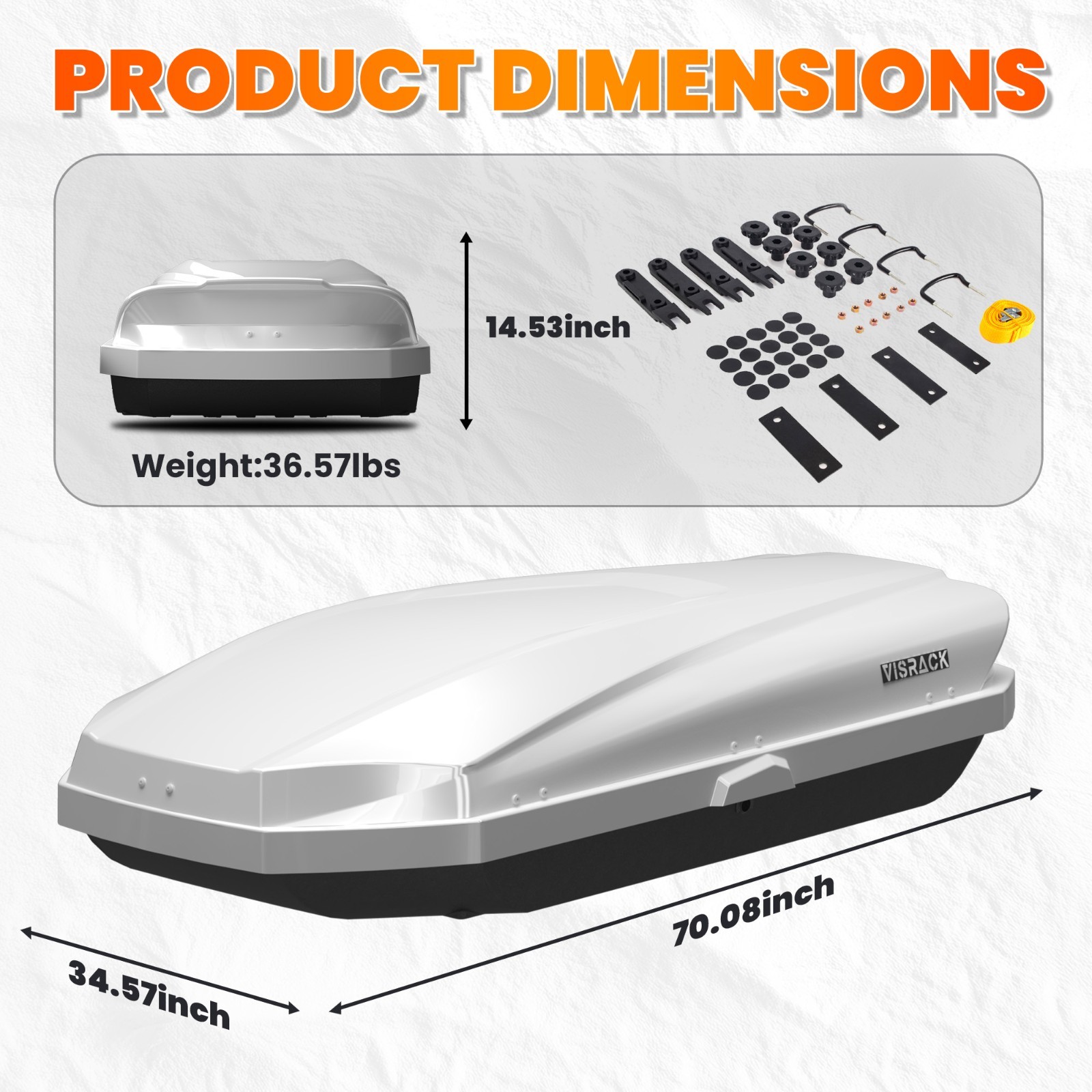 21 ft³ Heavy Duty ABS Vehicle Roof Top Storage Box Cargo Luggage Carrier 2 Locks
