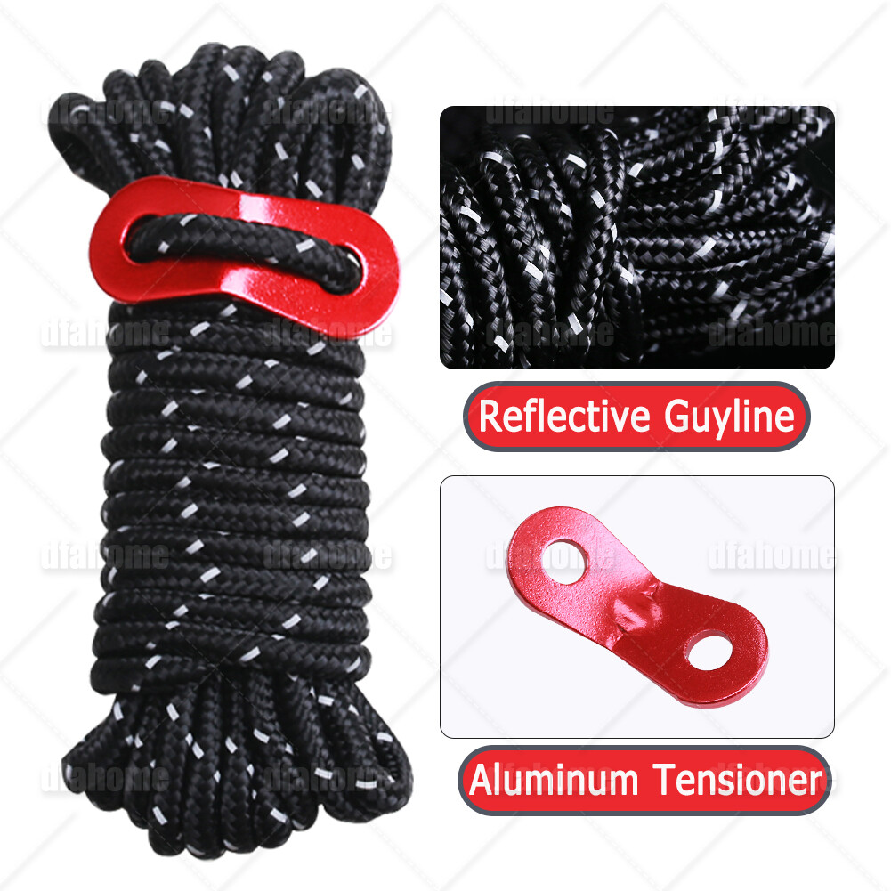Reflective Guy Lines 4mm Tent Cords Aluminum Tent Stakes Pegs Adjuster Tensioner
