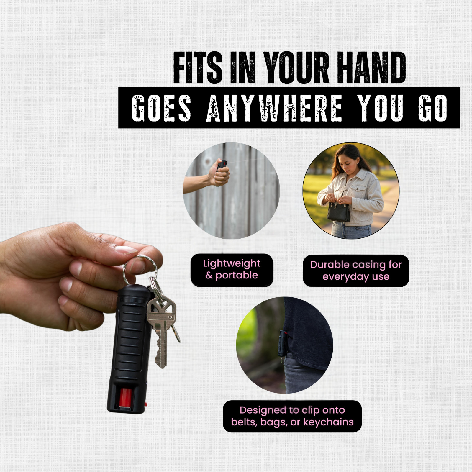 2 Police Magnum pepper spray .50oz black molded keychain self defense protection