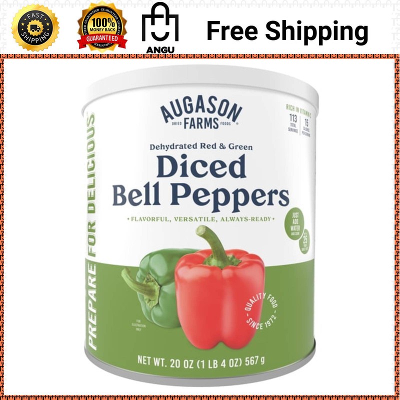 Augason Farms Dehydrated Red Green Diced Bell Peppers 113 Servings Emergency Foo