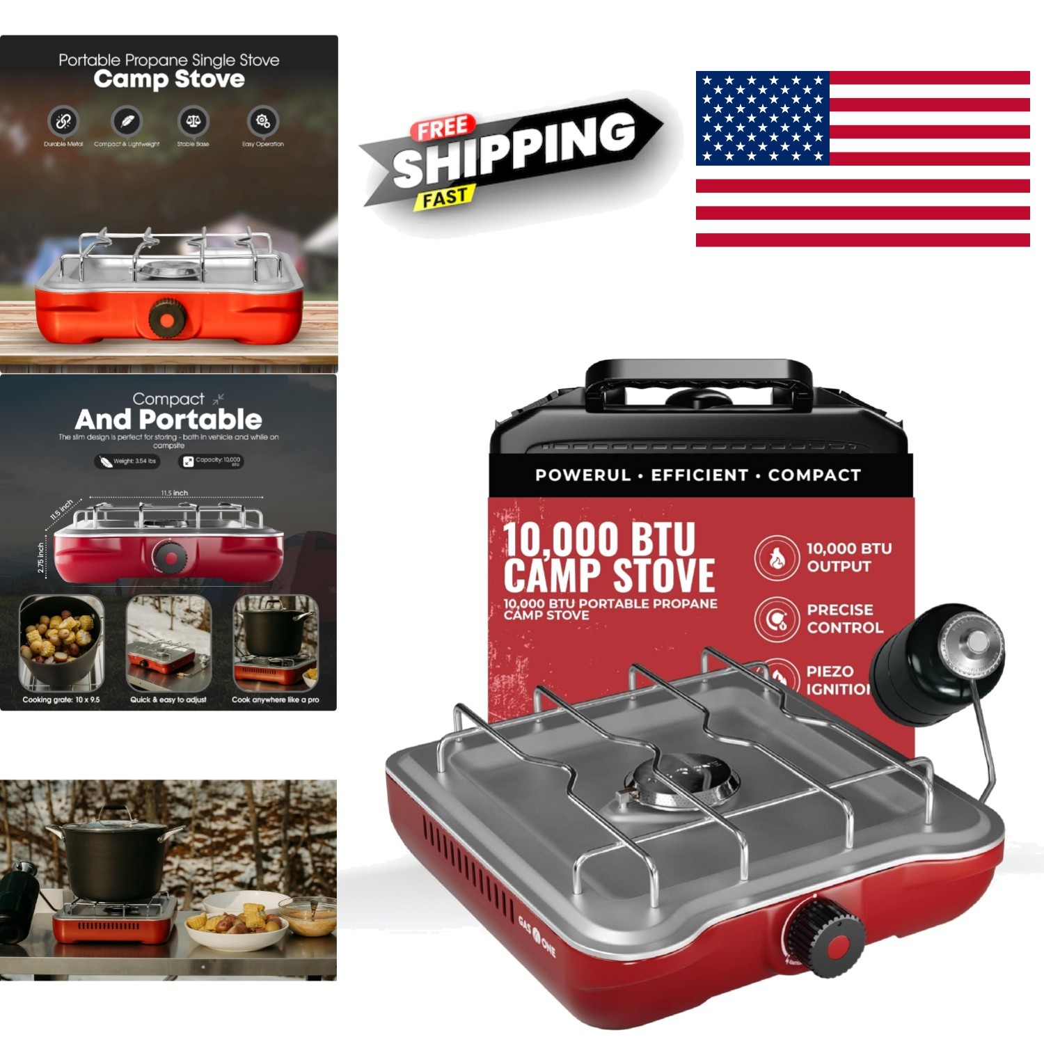 Lightweight Camp Stove with 10000 BTU Power for Outdoor Cooking and Camping