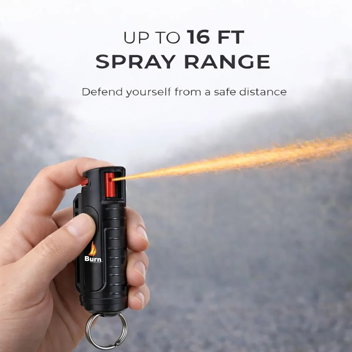 2 Pack BURN Pepper Spray 1/2oz Self Defense Keychain Case Molded OC Black