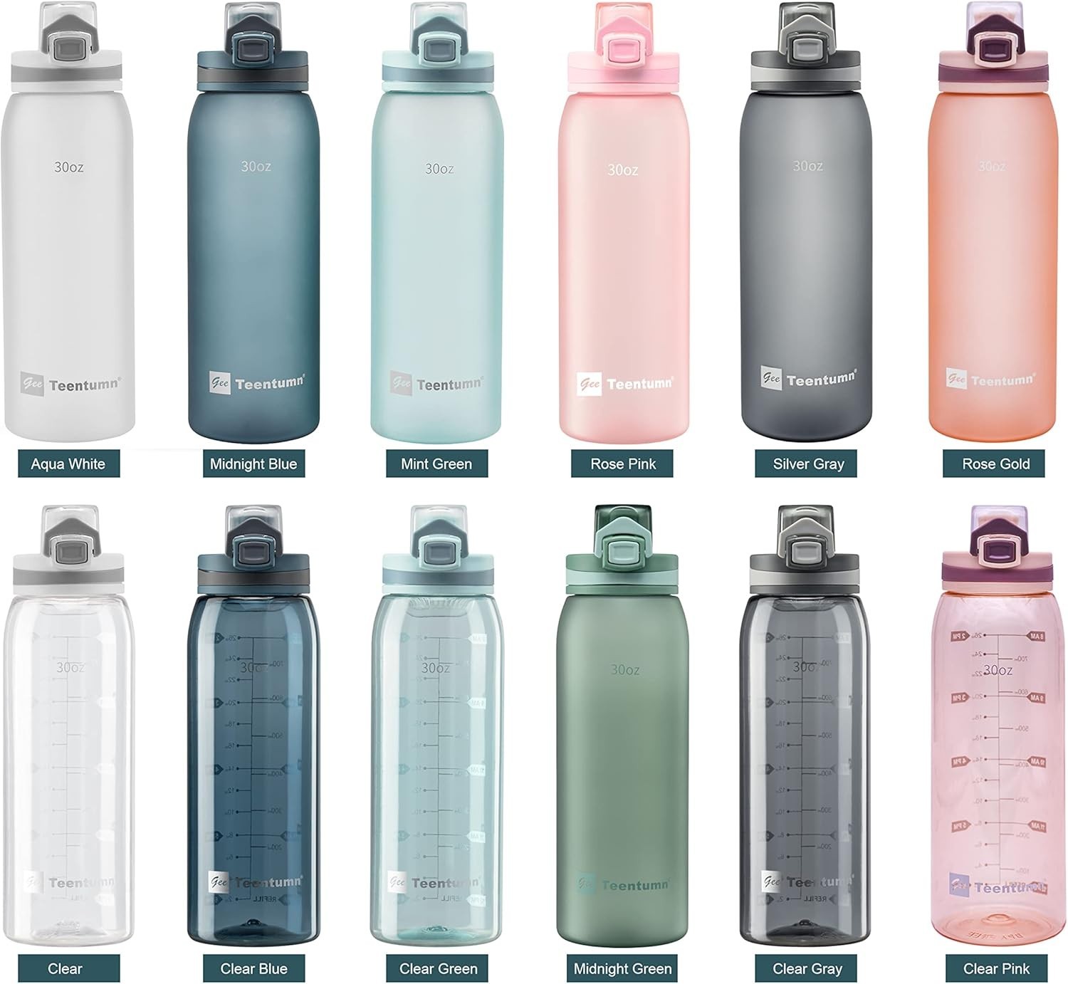 30oz Portable Water Bottle with Flip Top & Hydration Reminders – Take Anywhere!