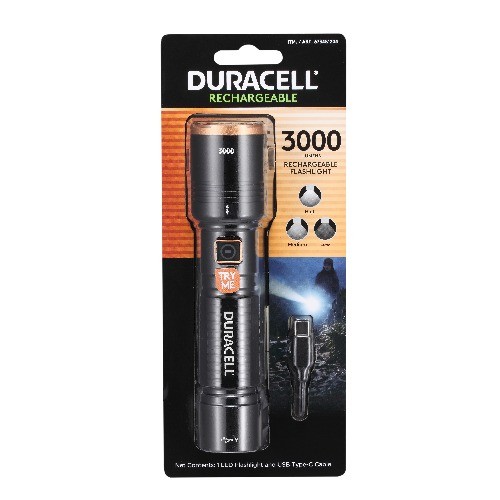 Duracell 3000 Lumen Rechargeable LED Flashlight, Ultra-Bright