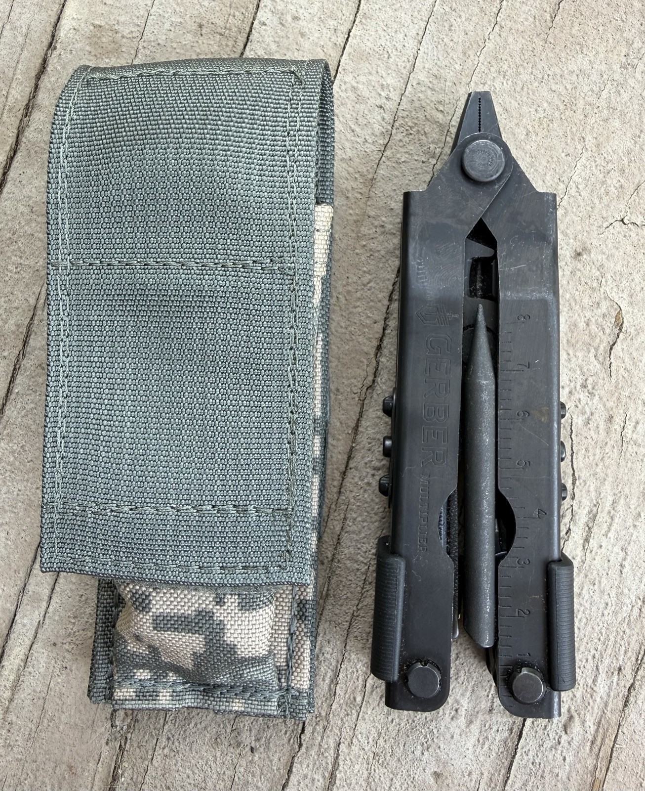 GERBER DET MULTIPLIER CAMPING BLACK OXIDE NEEDLE NOSE MULTI TOOL KNIFE W/SHEATH