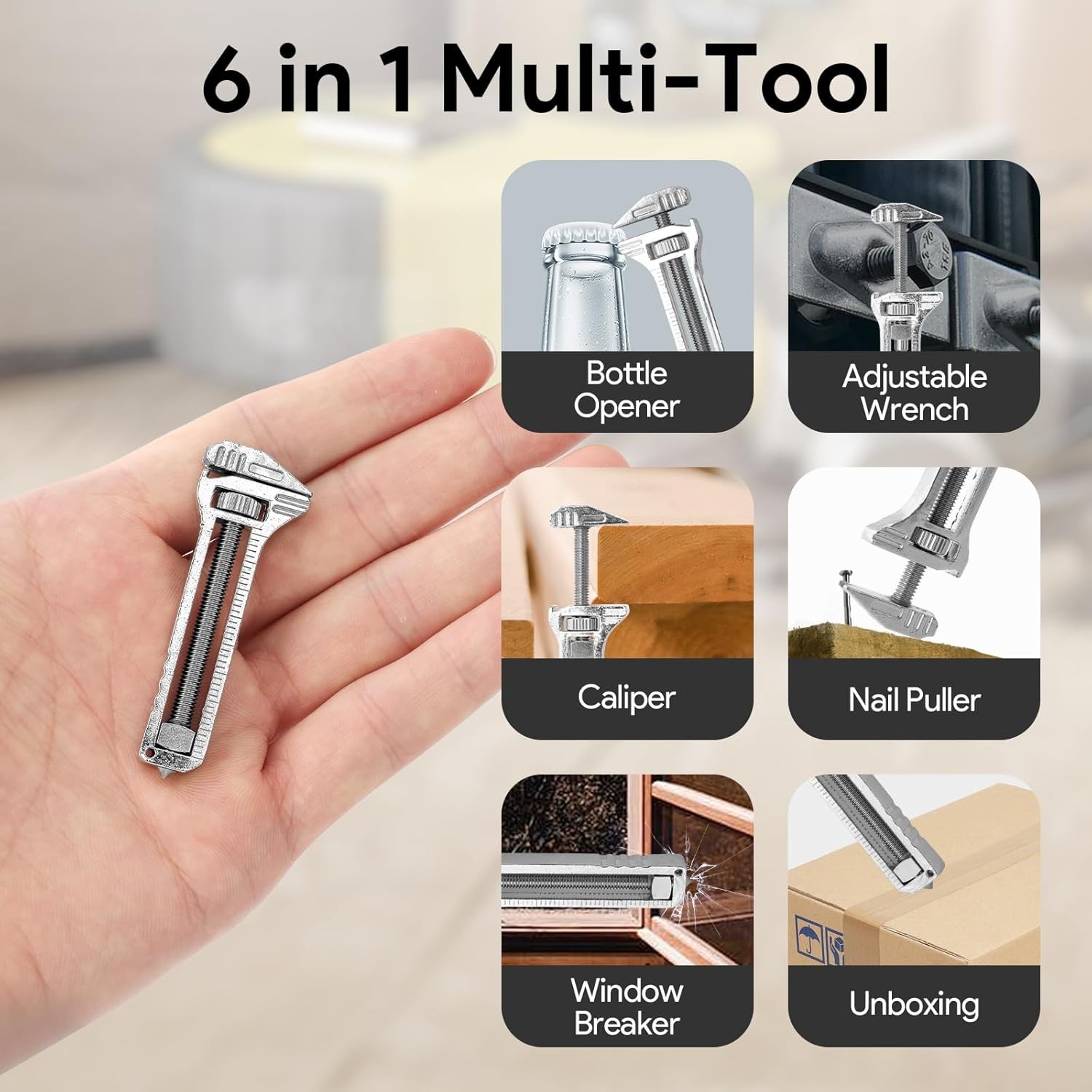 1pc Multifunctional Mini Wrench,Adjustable Small Wrench,Caliper Keychain