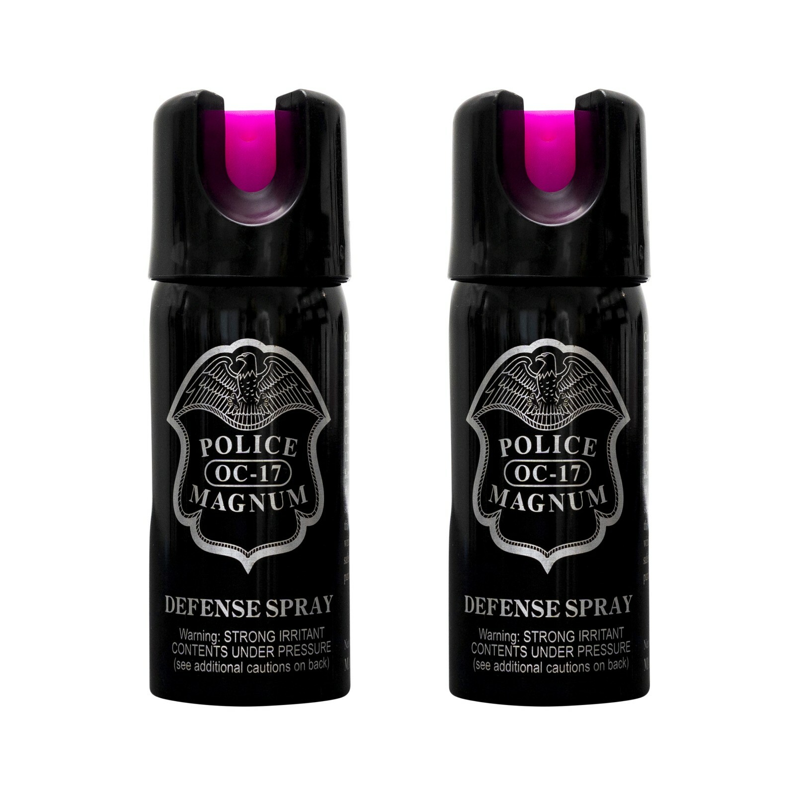 POLICE MAGNUM Hot Pink 2 Pack 2oz OC-17 Pepper Spray Self Defense Protection