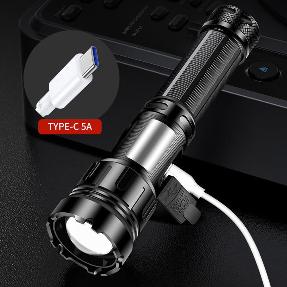 Bright XHP50 LED Flashlight USB Rechargeable IPX4 Light Outdoor Lamp