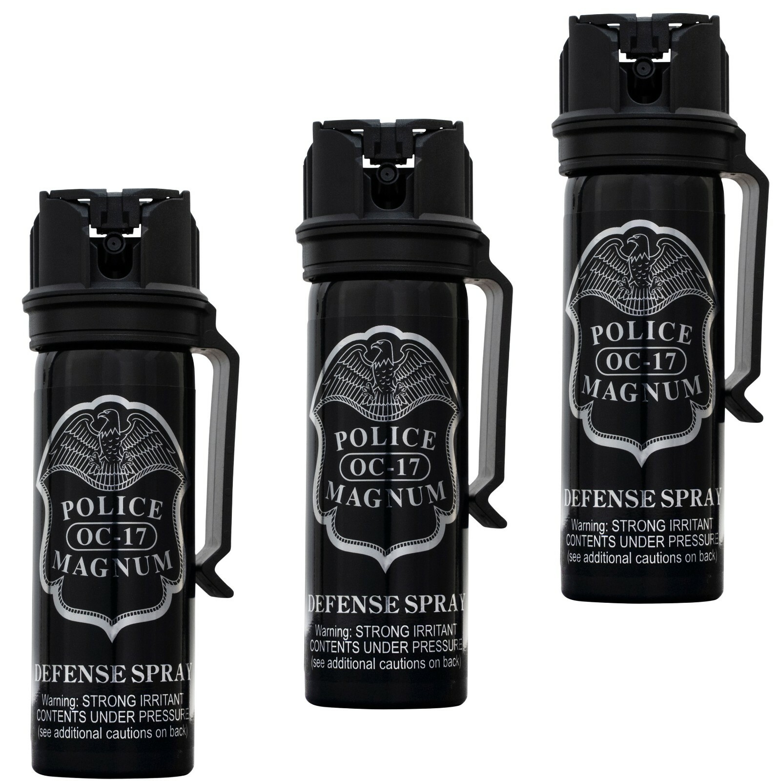 3 POLICE MAGNUM Pepper Spray 3 ounce Flip Top Stream Belt Clip Personal Defense
