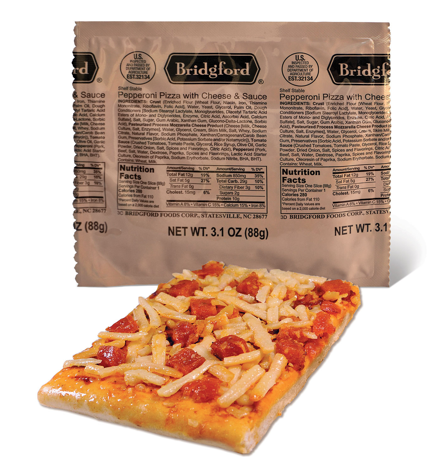 (1) Pouch – Bridgford “Ready to Eat” MRE Pepperoni Pizza with Cheese & Sauce