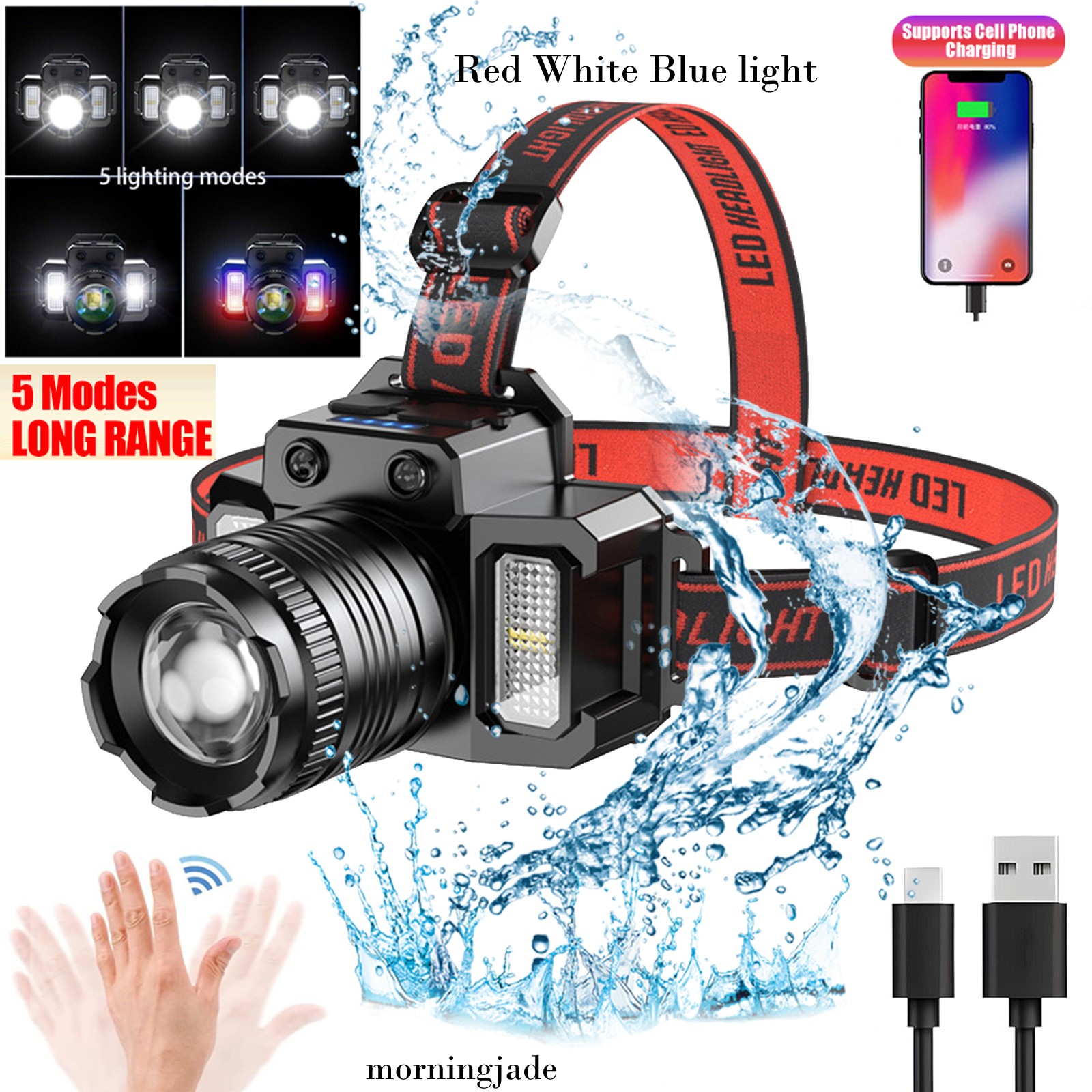 9900000LM Super Bright LED Headlamp Rechargeable Headlight Flashlight Head Torch