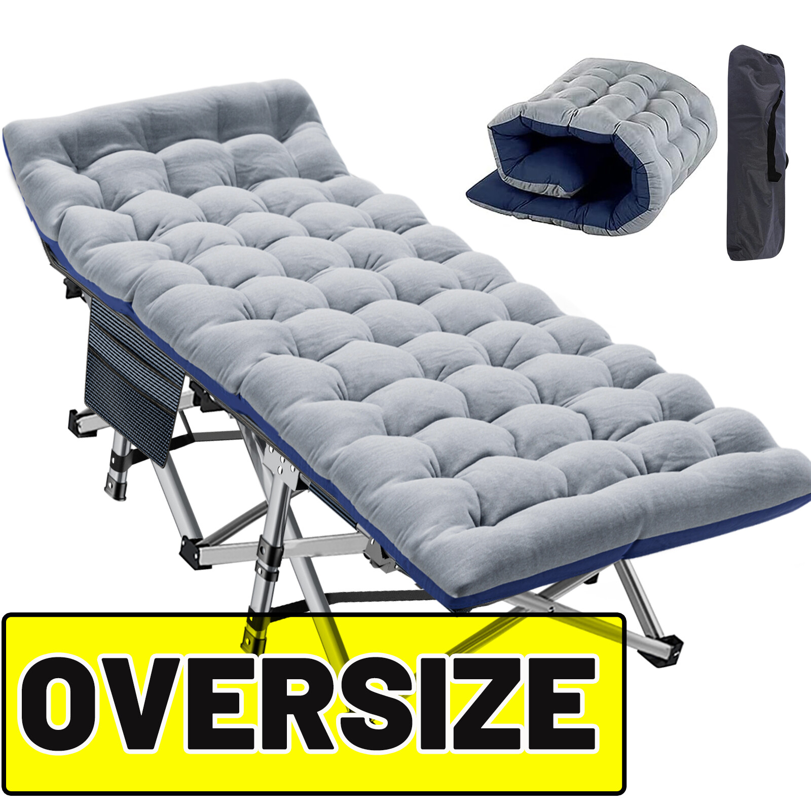 Adults Folding Sleeping Cot Guest Bed Heavy Duty Portable Cots Camping with Mat