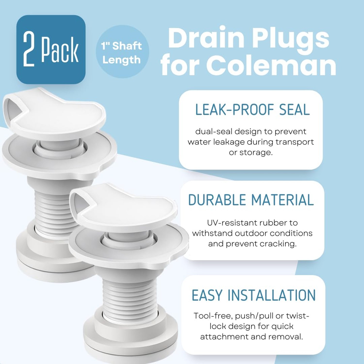 Cooler Drain Plug 2 Pack 1 Inch Replacement Fits Coleman Leak Proof Durable Cool