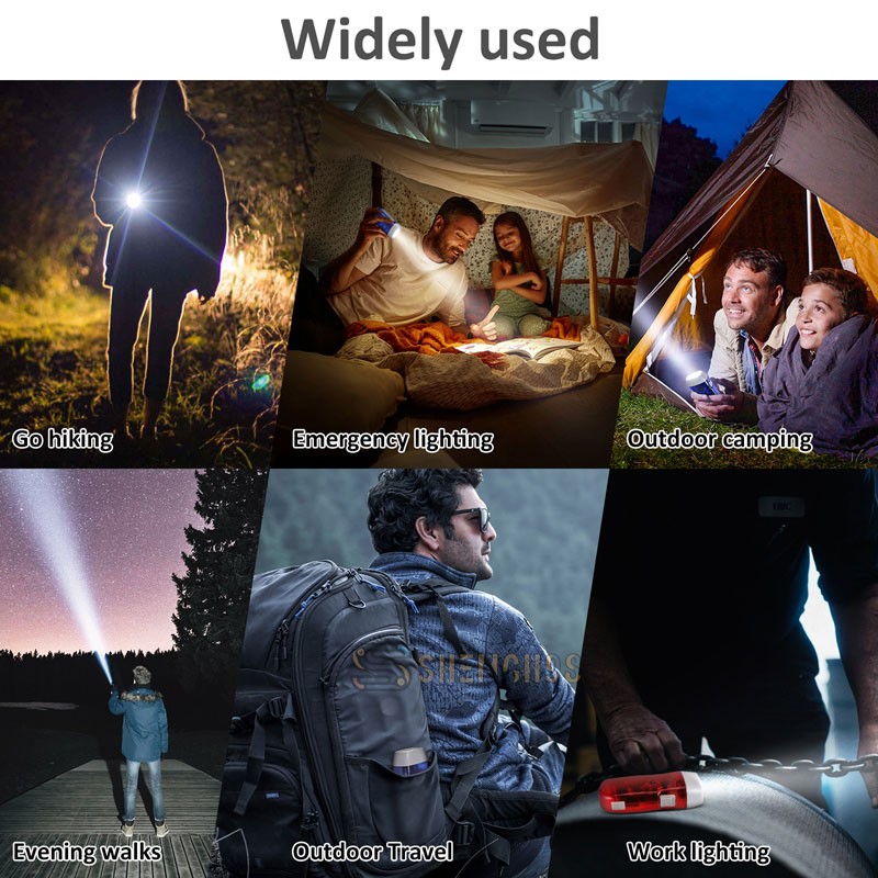 4X Portable LED Dynamo Hand Pressing Crank Flashlight Manual Camping Torch Light