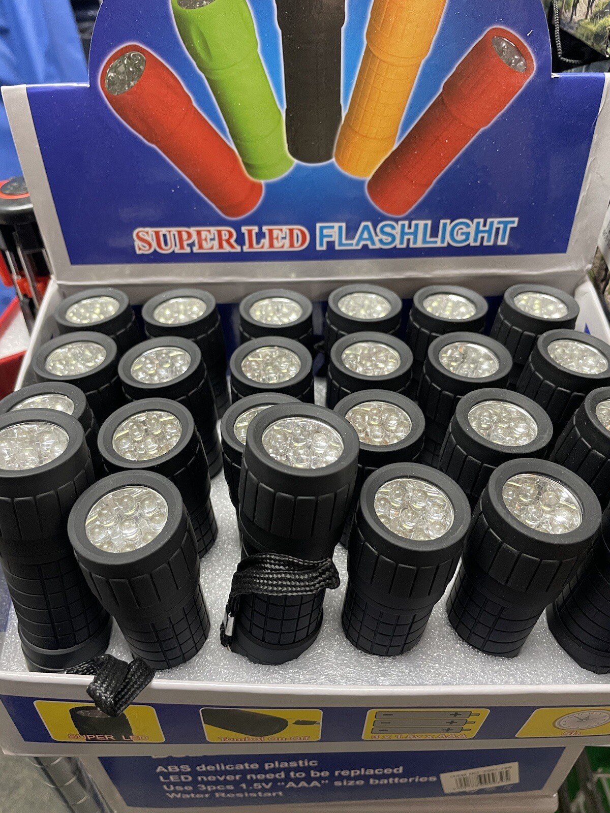 48 Black LED FlashLight ABS Rubber, Pocket Size, Wide Beam Outdoor 9 LED Display