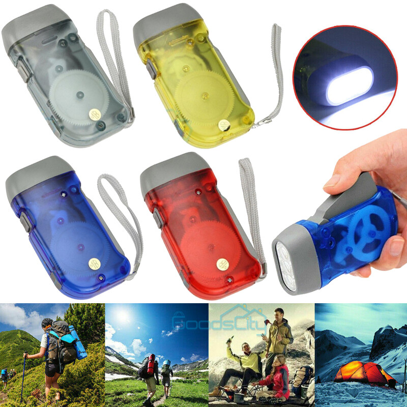 4Pcs Camping Torch Hand Press Crank Flashlight Squeeze Powered Immediate Light