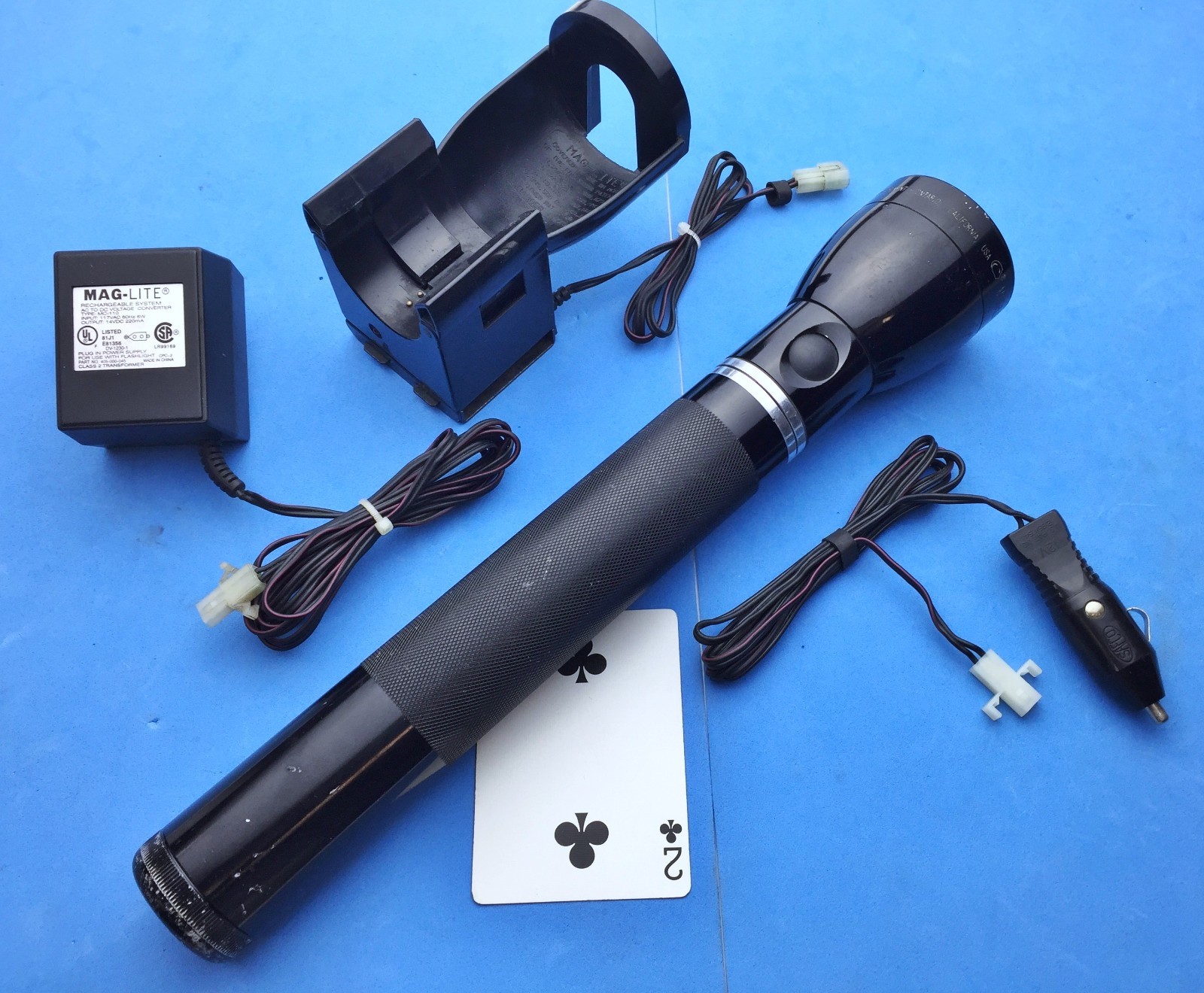 MAGLITE Police “Mag Charger” RX1019 Rechargeable Flashlight lite Battery +Cables